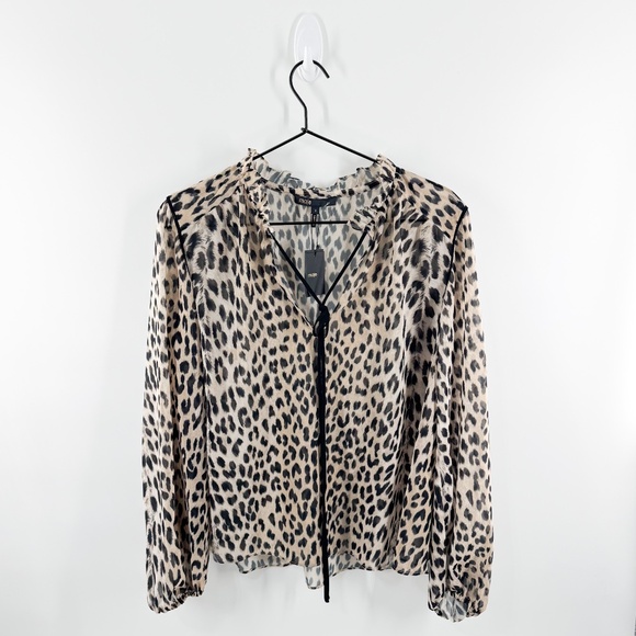 NWT Maje Leopard Print Tie Blouse 1/S - Picture 1 of 6